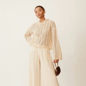 Savannah Morrow Kirra Crocheted Hoodie (in Cream) 100% Pima Cotton M/L